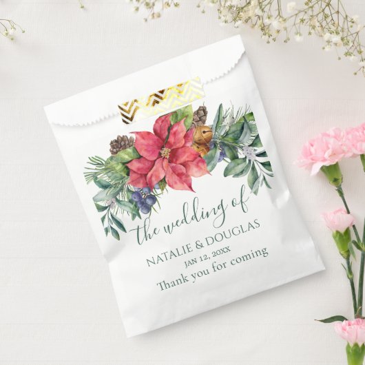 グリーンネリー クリスマス ポインセチア ウェディング フェイバーバッグ (封をした状態)