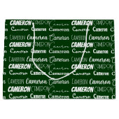 グリーンネームパーソナライズされたフォントコラージクリスマス ラージペーパーバッグ (正面)