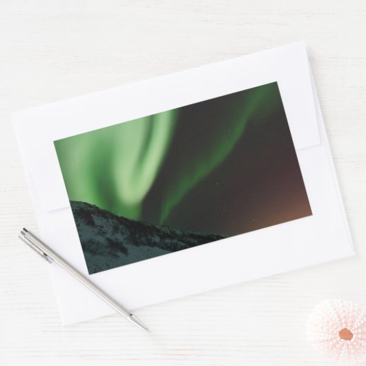 グリーンノーザンライトオーロラボレアリスノルウェー 長方形シール (封筒)
