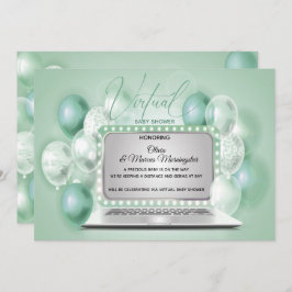 グリーンノートパソコ男女兼用ン仮想ベビシャワー 招待状