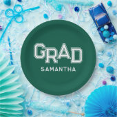 グリーンハイスクール卒業名前をカスタムする ペーパープレート (パーティー)