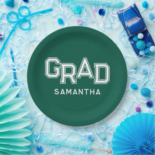 グリーンハイスクール卒業名前をカスタムする ペーパープレート (パーティー)