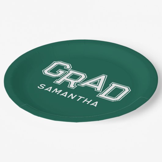 グリーンハイスクール卒業名前をカスタムする ペーパープレート (アングル)