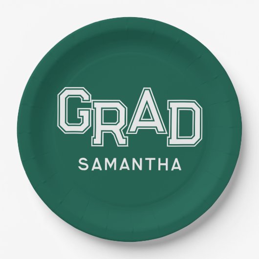 グリーンハイスクール卒業名前をカスタムする ペーパープレート (正面)