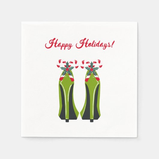 グリーンハイヒールとキャンディーキャン スタンダードカクテルナプキン (正面)