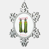 グリーンハイヒールとキャンディーキャン スノーフレークピューターオーナメント (右)