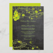 グリーンハイビスカススワローズフローラチョーク結婚ボード 招待状 (正面/裏面)