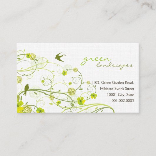 グリーンハイビスカススワローバードエレガントフローラガーデン 名刺 (正面)