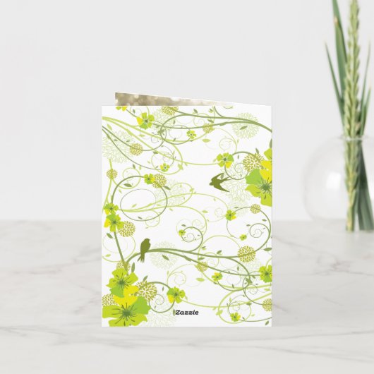 グリーンハイビスカススワール&スワローズ結婚フローラ サンキューカード (裏面)