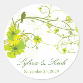 グリーンハイビスカススワール&スワローズ結婚フローラ ラウンドシール (正面)