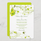 グリーンハイビスカススワール&スワローズ結婚フローラ 招待状 (正面/裏面)