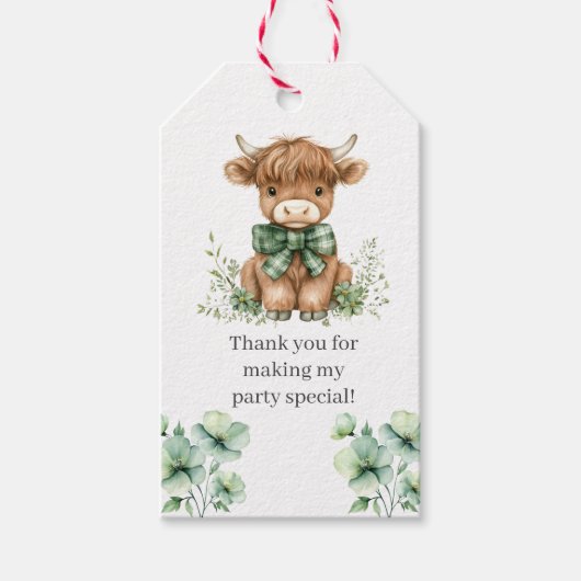 グリーンハイランドカウバースデーパーティーのお気に入り ギフトタグ (正面)