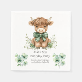 グリーンハイランドカウバースデーパーティー スタンダードカクテルナプキン