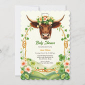 グリーンハイランド牛St patricks day赤ちゃんシャワー 招待状 (正面)