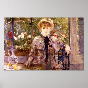 グリーンハウスに住む若い女の子by Berthe Morisot ポスター