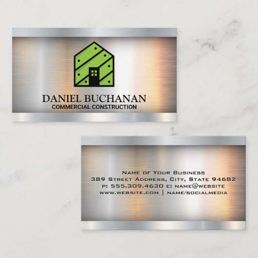 グリーンハウスロゴ |金属製の名刺 名刺 (正面/裏面)