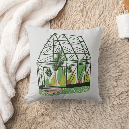 グリーンハウス植物園の美しいカクタス植物アートへようこそ クッション (ブランケット)