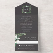 グリーンハウス | エレガントな水彩ボタニカルウェディング オールインワン招待状 (内側)