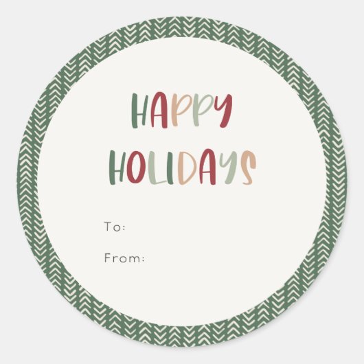 グリーンハカジュアルッカラフルプホリデーズギフト ラウンドシール (正面)
