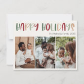 グリーンハカジュアルッカラフルプホリデーズスリーフォト シーズンカード (正面)