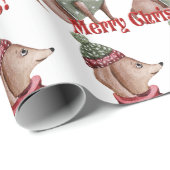 グリーンハットとセーターのダックスシュントのクリスマスラッピング ラッピングペーパー (ロールコーナー)