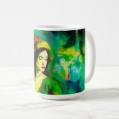 グリーンハットの女性 コーヒーマグカップ (正面右)