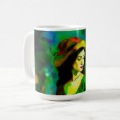 グリーンハットの女性 コーヒーマグカップ (正面左)