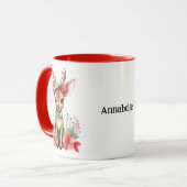 グリーンハットマグカップ付きクリスマスディアー マグカップ (正面左)