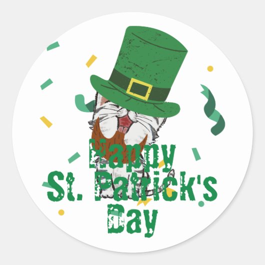 グリーンハットラッキーシャムロック聖パトリックの日 ラウンドシール (正面)