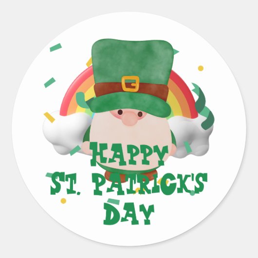 グリーンハットラッキーシャムロック聖パトリックの日 ラウンドシール (正面)