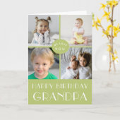 グリーンハッピーバースデーグランドパフォトコラージュカード カード (黄色い花)