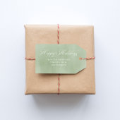 グリーンハッピーホリデーカリグラフィスクリプト ギフトタグ