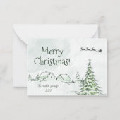 グリーンハッピーホリデーズクリパーソナライズされたスマスカード ノートカード (正面)