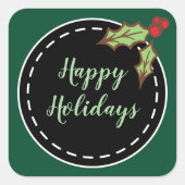 グリーンハッピーホリデーズシール スクエアシール (正面)