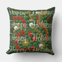 グリーンハッピーホリデーズスローデザイン クッション