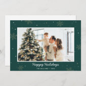グリーンハッピーホリデーズファミリーフォトスノーフレーク シーズンカード (正面/裏面)