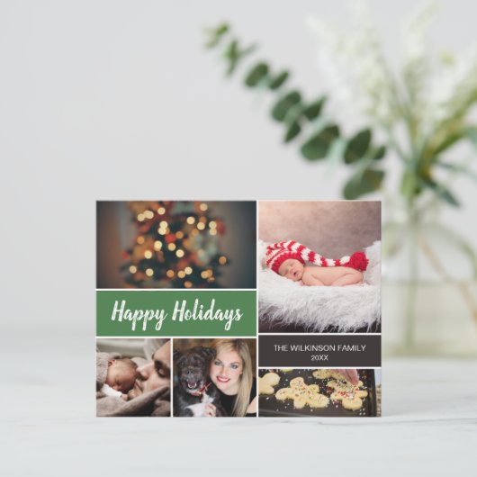 グリーンハッピーホリデーズフォトクリスマス シーズンポストカード (スタンド正面)