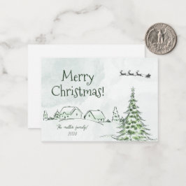 グリーンハッピーホリデー オーダーメイド クリスマスカード ノートカード