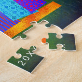 グリーンハヌカー平和ラブライトボホはっきりしたキャンドル ジグソーパズル (側面)