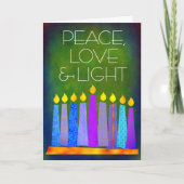 グリーンハヌッカボホキャンドル平和ラブライトはっきりした シーズンカード (正面)