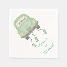 グリーンハネムーンカー結婚ズ スタンダードカクテルナプキン