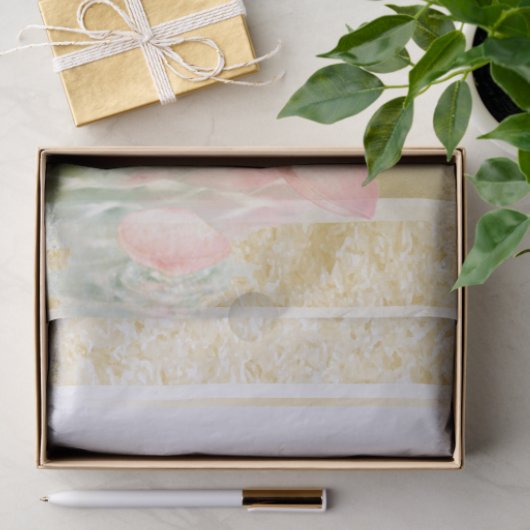 グリーンハミングバードとピンクの花の切り離し 薄葉紙 (ギフト)