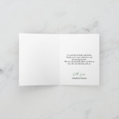 グリーンハミングバードの葉のボタニカルボーダーウェディング サンキューカード (内部)