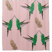 グリーンハミングバードゴールデンフェザー シャワーカーテン (正面)