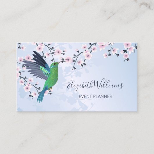 グリーンハミングバードピンクさくらんぼブロッサム   名刺 (正面)