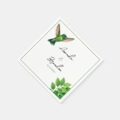 グリーンハミングバードリーフ縁どボタ結婚ン スタンダードカクテルナプキン (角)