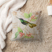 グリーンハミングバードヴィンテージイラストレーション クッション (ブランケット)