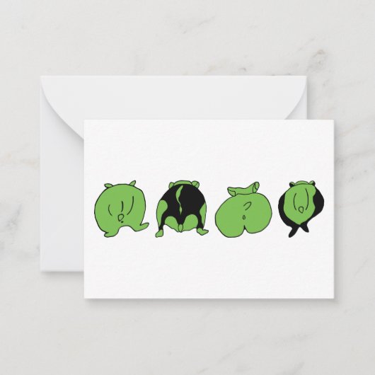 グリーンハムスターお尻 ノートカード (正面)