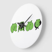グリーンハムスターお尻 ラージ壁時計 (傾斜)
