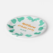 グリーンハロウィーンをテーマにした誕生日パーティー紙プレート ペーパープレート (アングル)